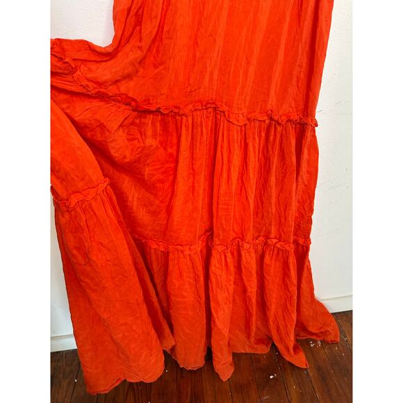 NICHOLAS Orange Mylah Plunge Neck Tie Front Beachy Boho Maxi Dress Size US 4 - Picture 8 of 16